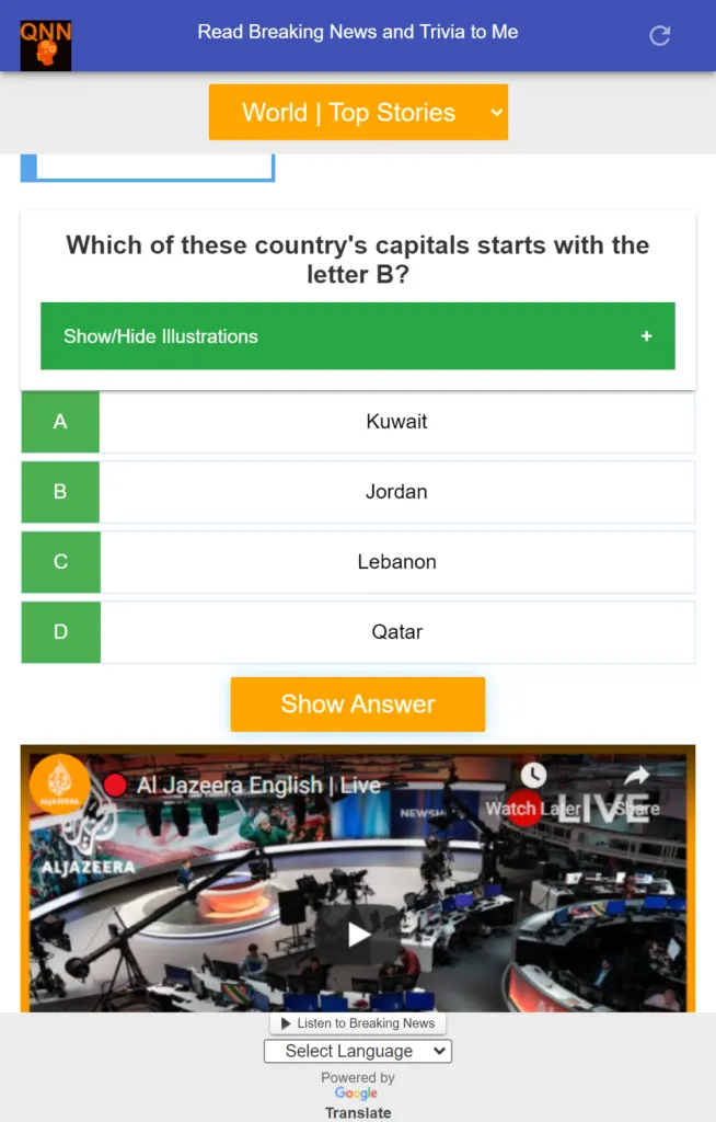 QNN - Read Breaking News and Trivia to Me: QNN is an open  source breaking news and trivia app that allows you to get breaking news and elevate your brain with trivia in real time.
QNN Aggregates the best news feed around the globe and present it to you cleanly without the clutter.
