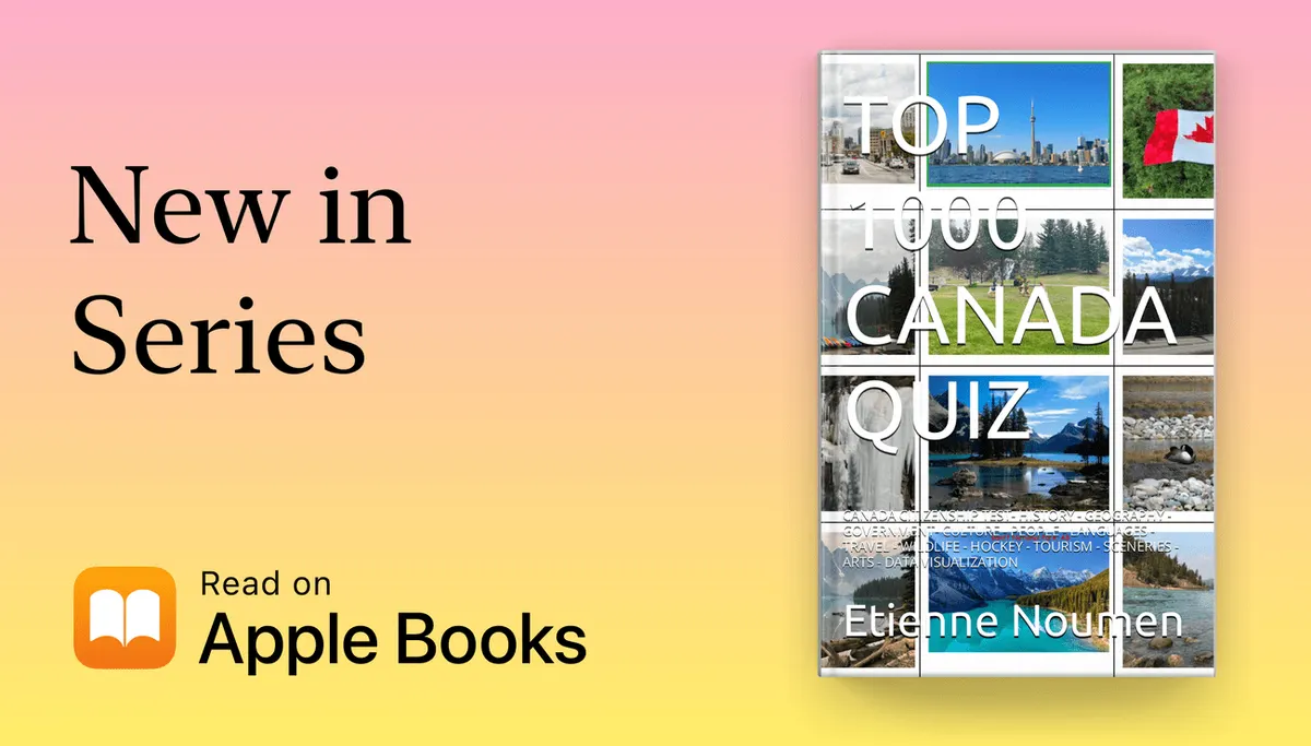 TOP 1000 CANADA QUIZ: CANADA CITIZENSHIP TEST- HISTORY - GEOGRAPHY - GOVERNMENT- CULTURE - PEOPLE - LANGUAGES - TRAVEL - WILDLIFE - HOCKEY - TOURISM - SCENERIES - ARTS - DATA VISUALIZATION