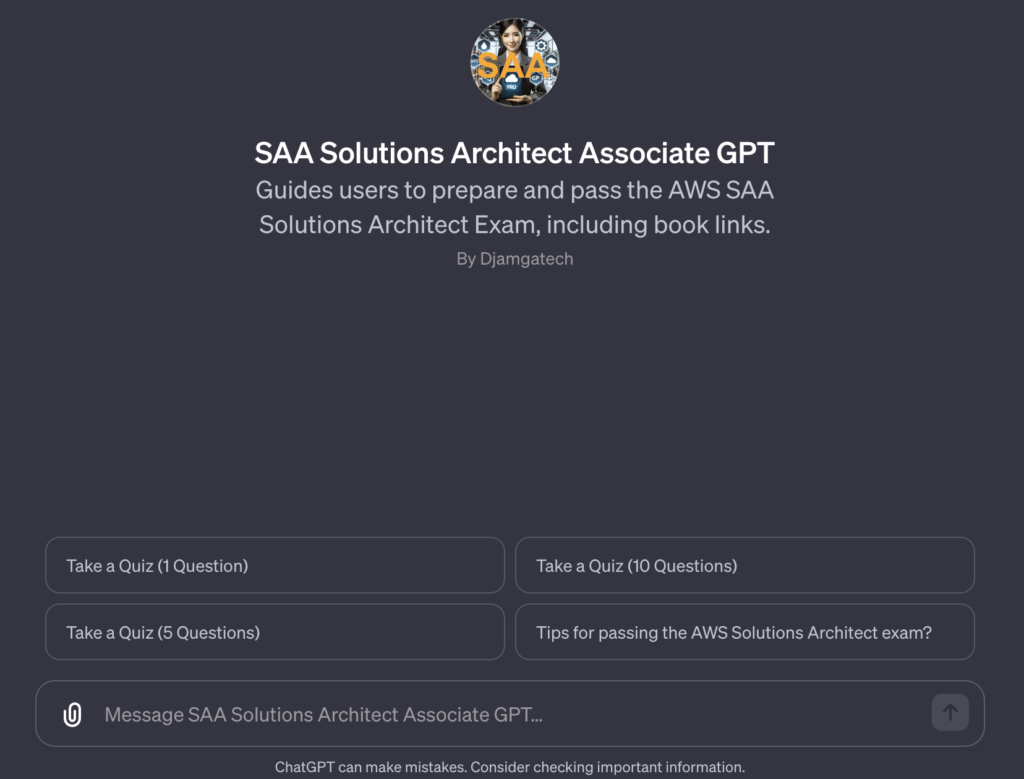 Djamgatech GPT Store:: AWS SAA Solutions Architect Associate GPT