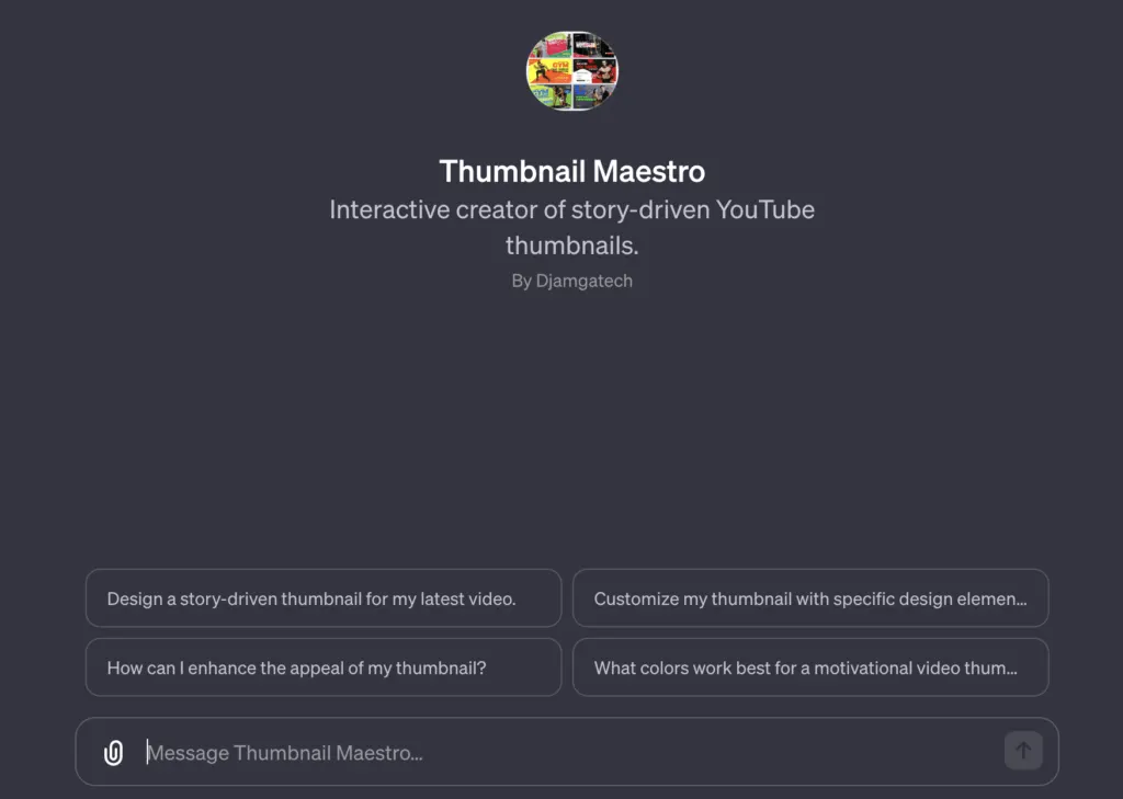 Thumbnail Maestro GPT:
Interactive creator of story-driven YouTube thumbnails.